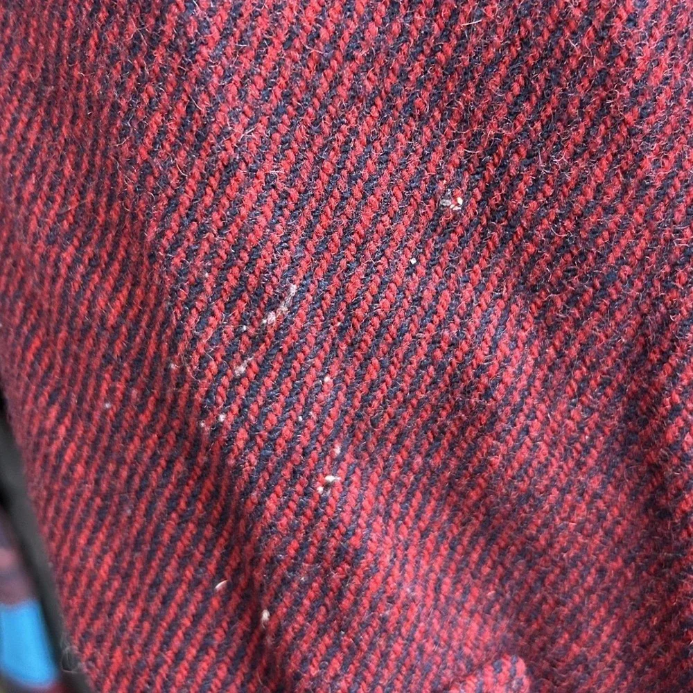 Woolrich Shirt Jacket Men M Burgundy Excellent Herringbone Wool Blend Snap Front